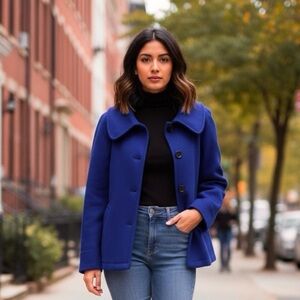 𝅺THEORY Olivan Royal Purple Wool Peacoat Size M